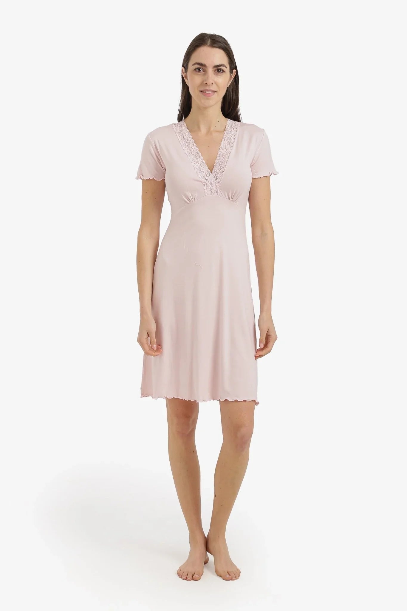 Lace V - Neck Nightgown - Carina - Babazzaro