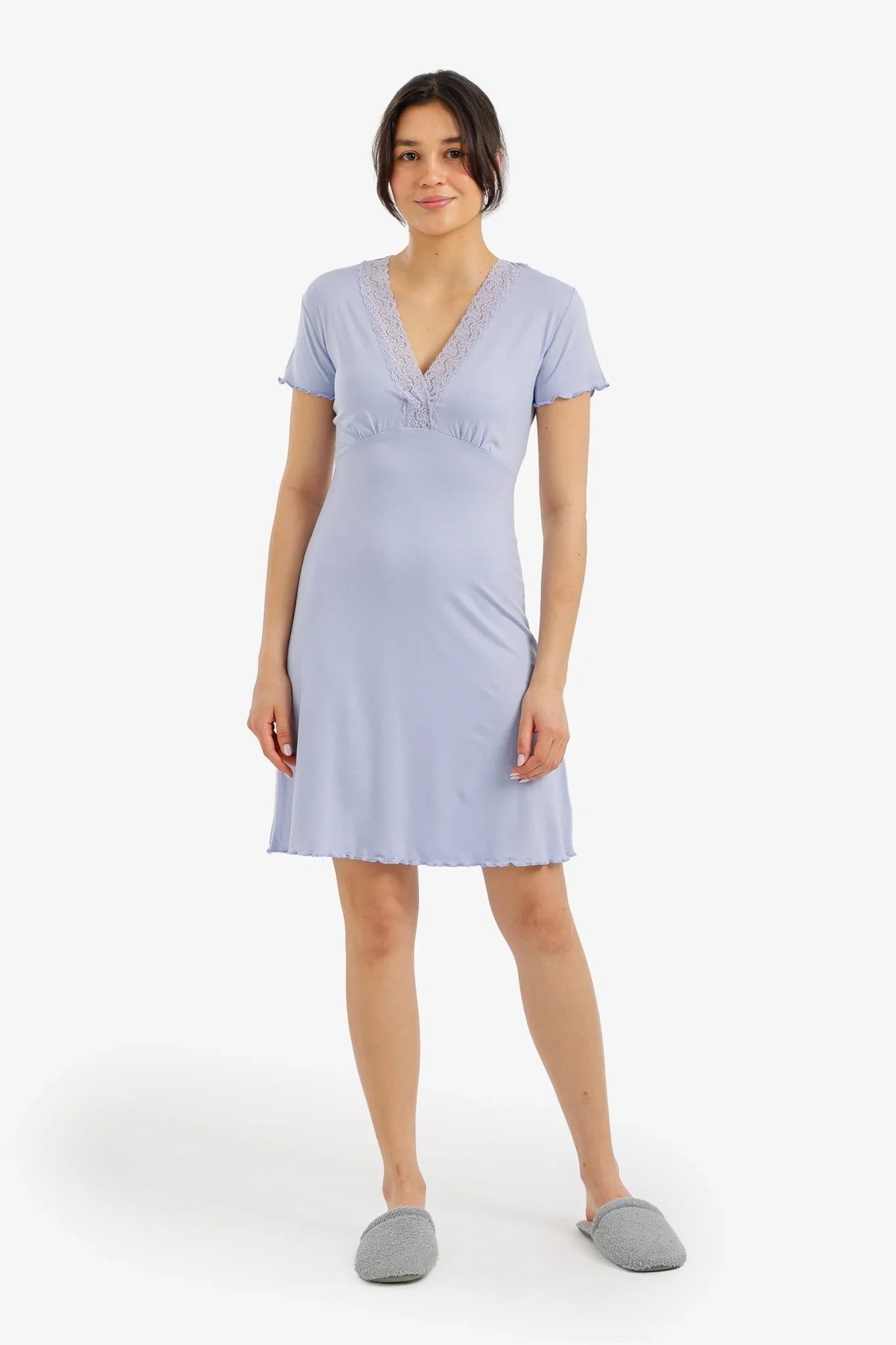 Lace V - Neck Nightgown - Carina - Babazzaro