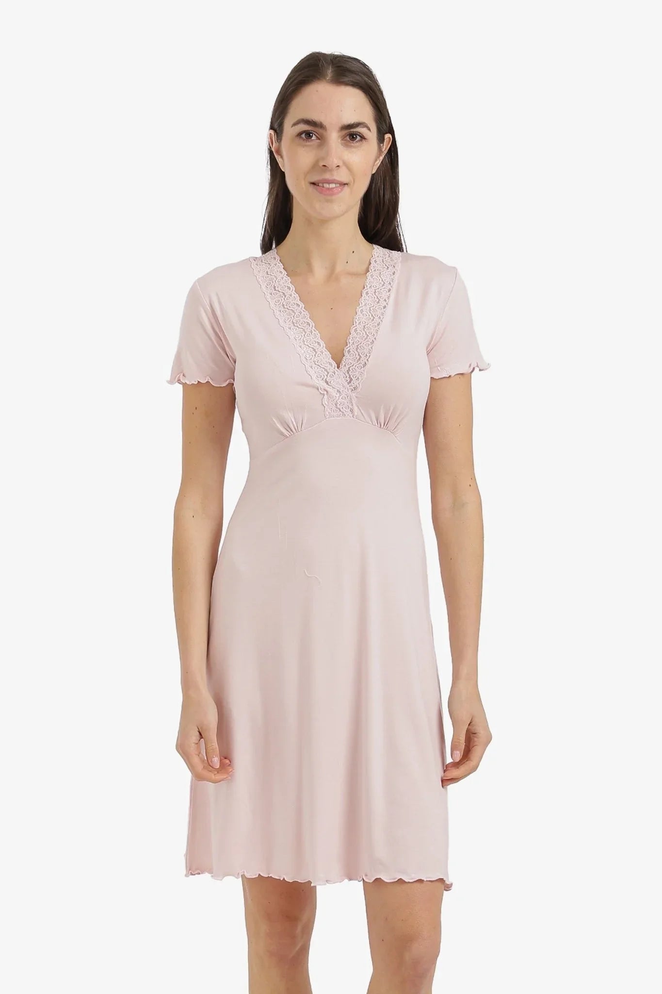 Lace V - Neck Nightgown - Carina - Babazzaro