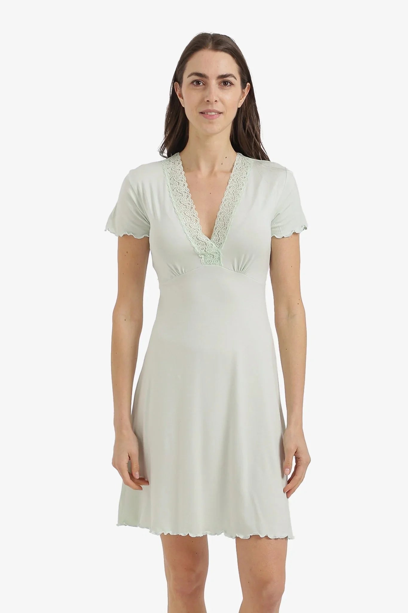 Lace V - Neck Nightgown - Carina - Babazzaro