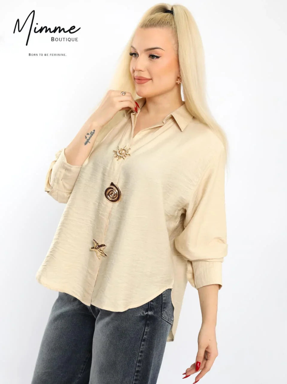 Linen Shirt with Accessories - Mimme Boutiqe - Babazzaro