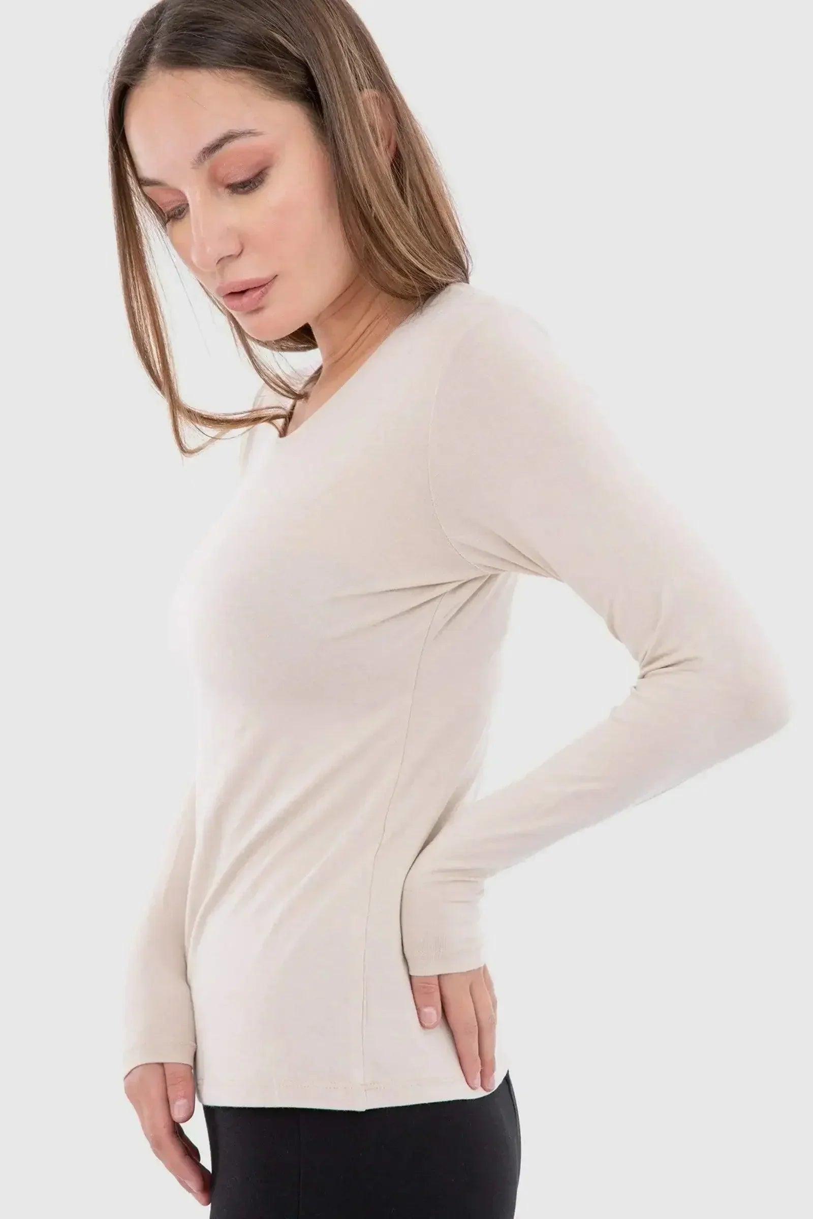 Carina - Long Sleeves Viscose Top 14