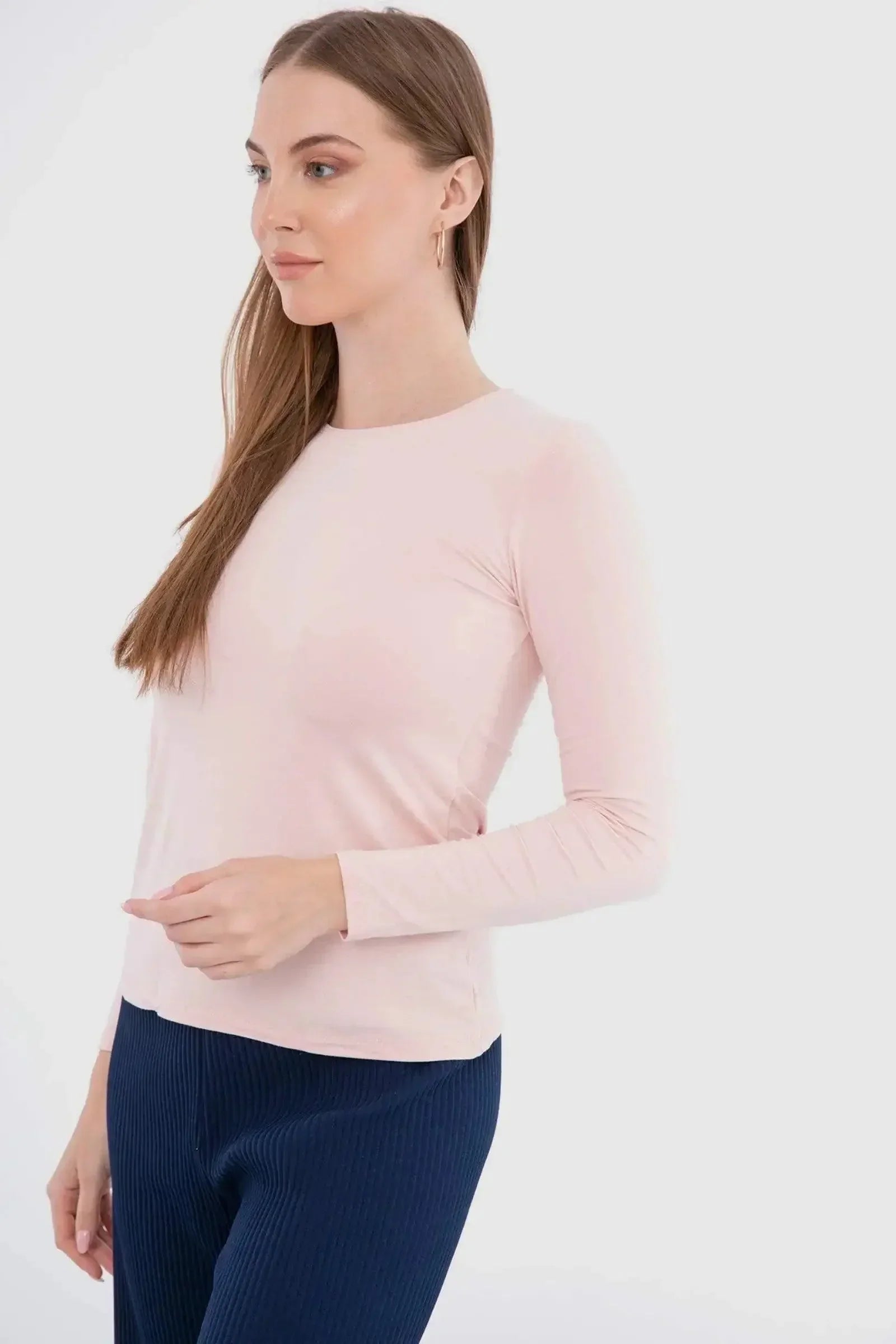 Carina - Long Sleeves Viscose Top 17