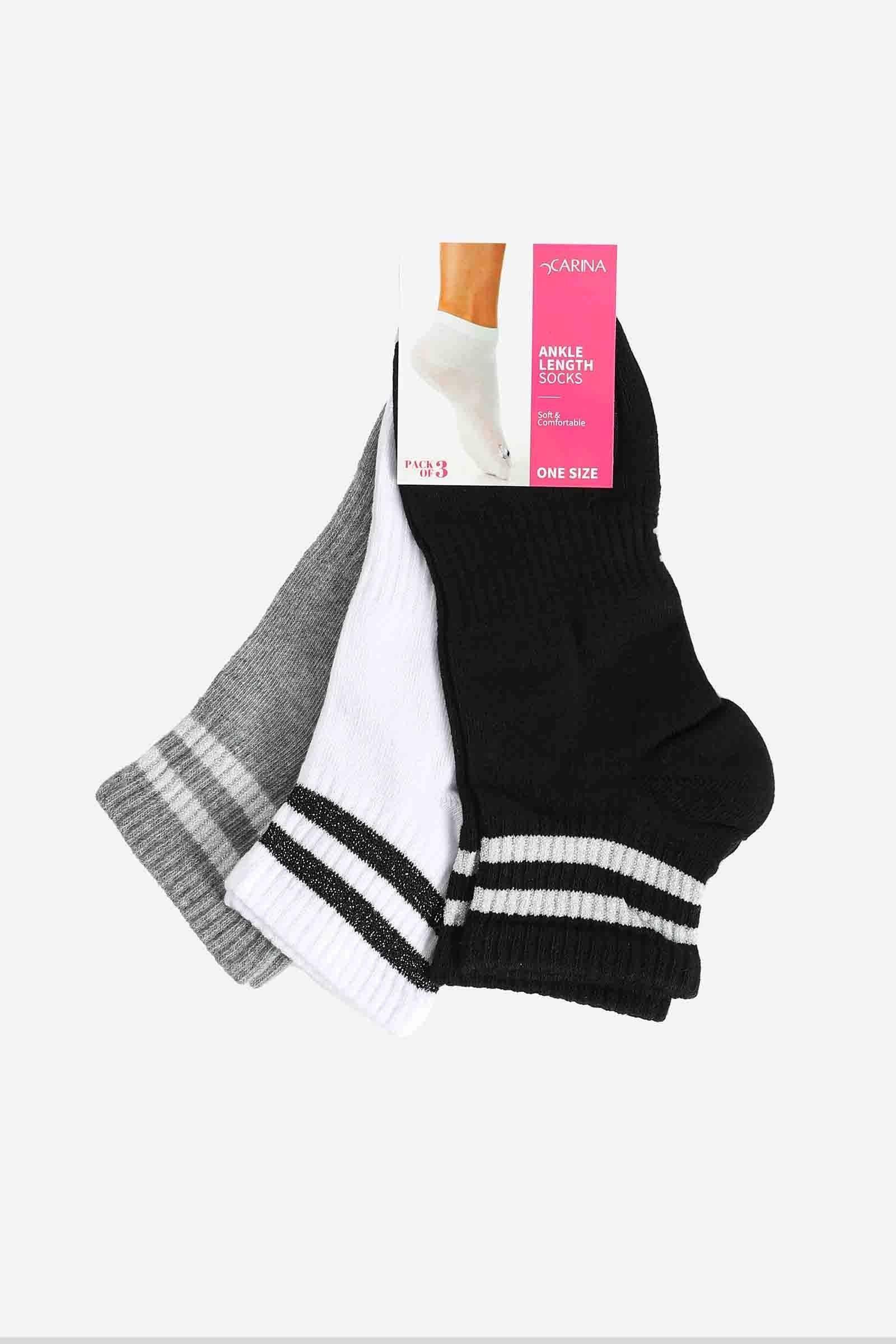 Carina - Lurex Ankle Socks - 3 Pairs 1