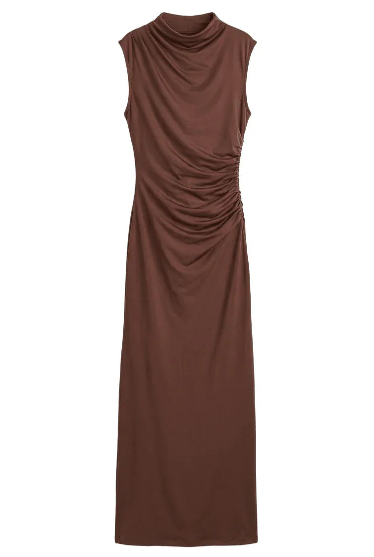 Mock Neck Ruched Dress - Clue - Babazzaro