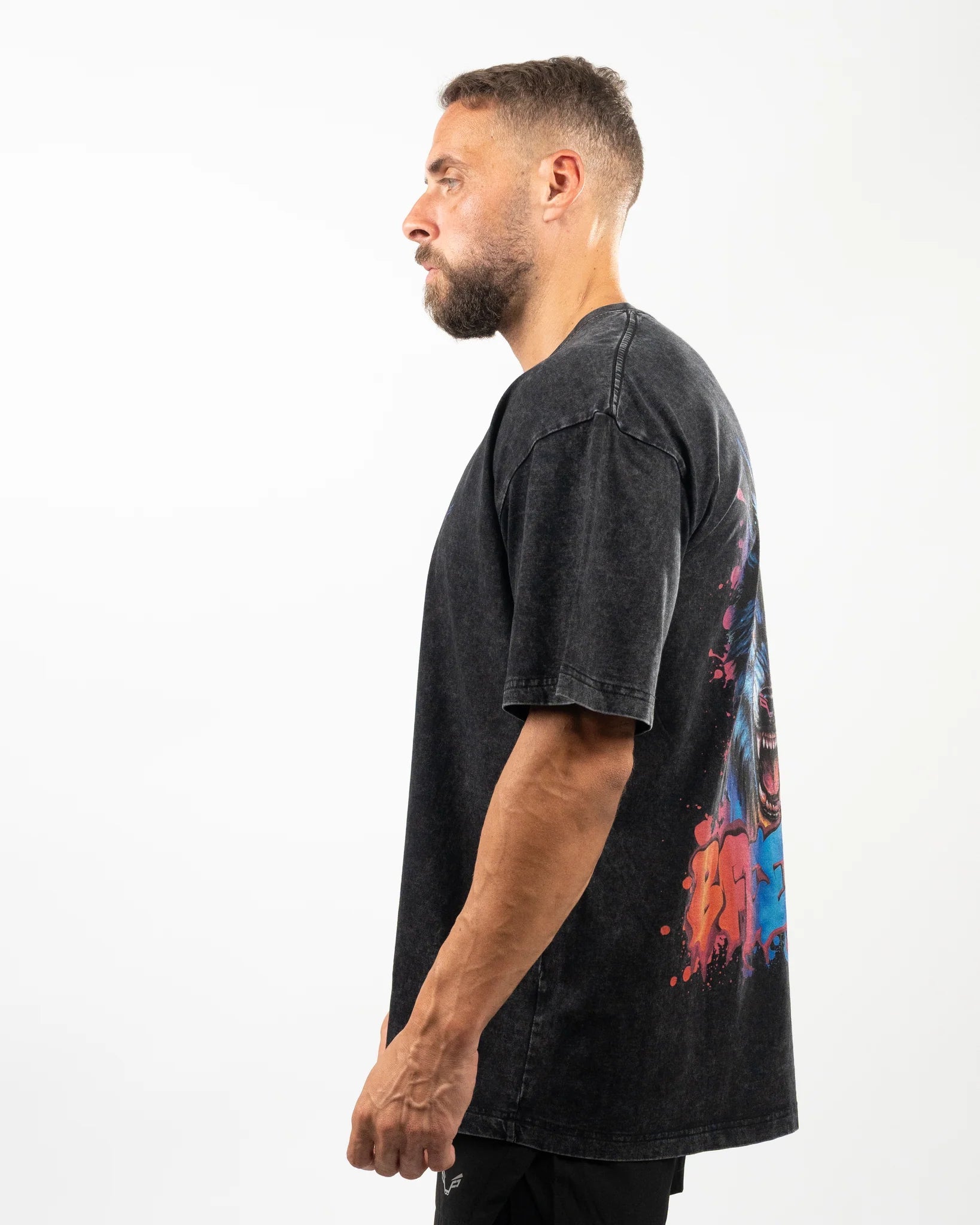 Neon Wolf Design Oversized T-Shirt Men - Bfeerce - Babazzaro