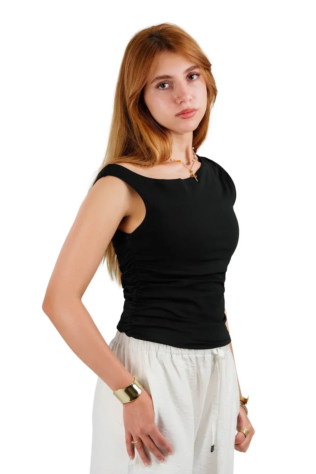 One shoulder top black - Plein De Vie - Babazzaro