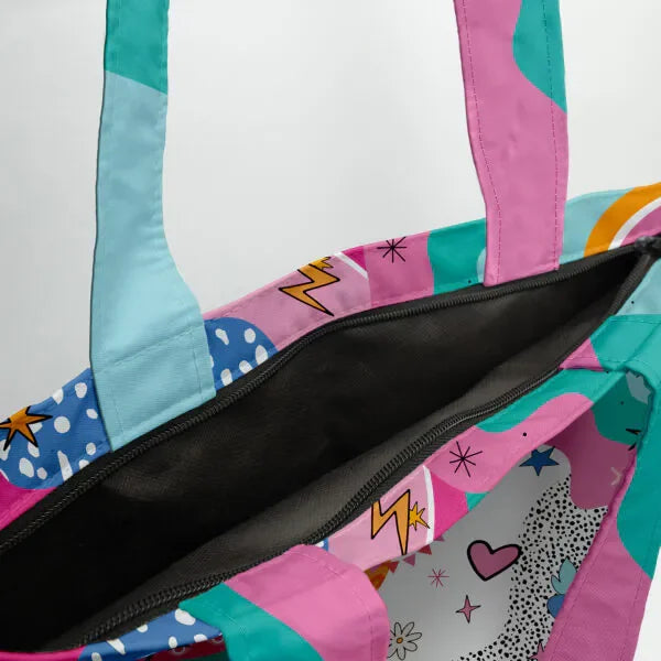 Covery - Pink Eyes Totebag Hand Printed 5