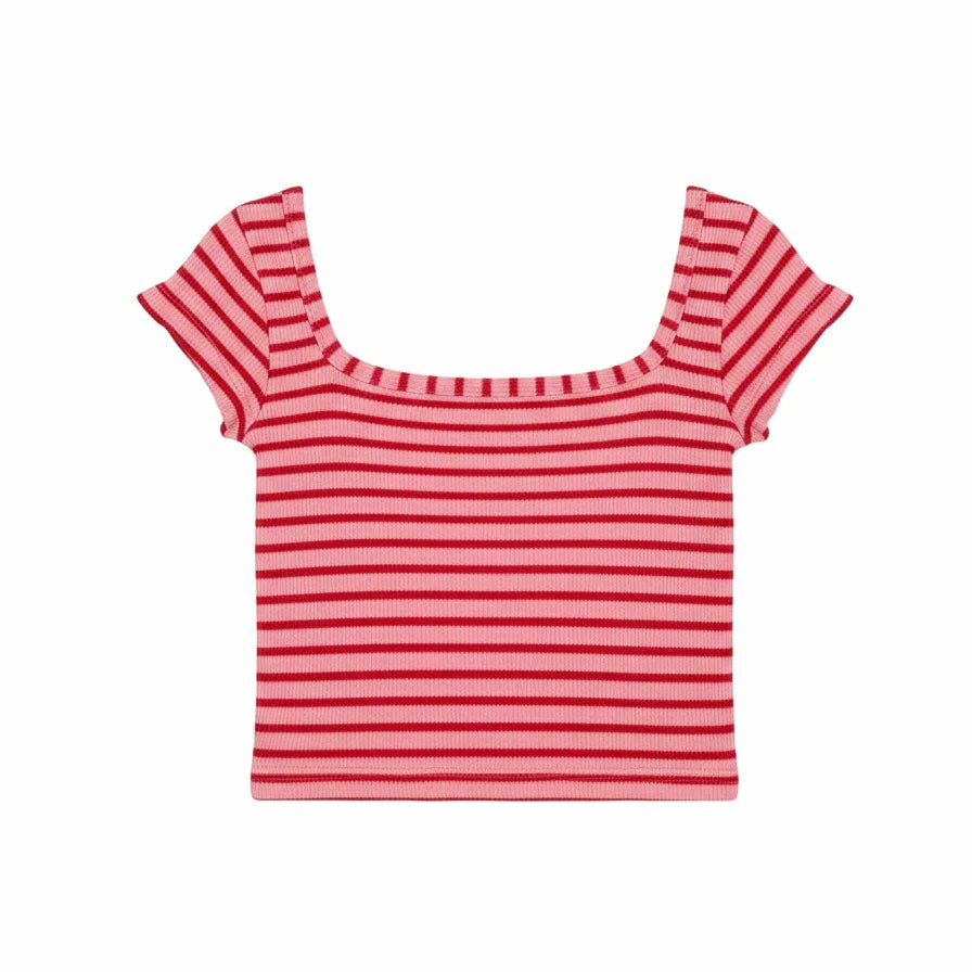 In your shoe - Pink Striped Square Neck Top 6
