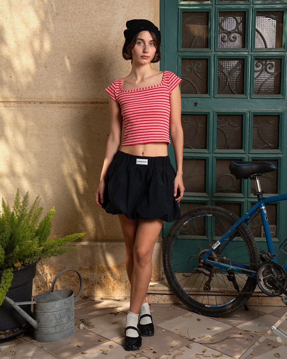 In your shoe - Pink Striped Square Neck Top 2
