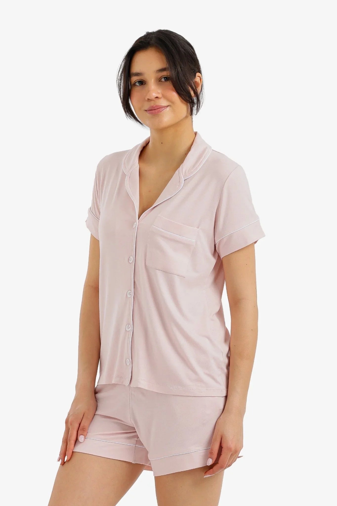 Piped Short Pyjama Set - Carina - Babazzaro