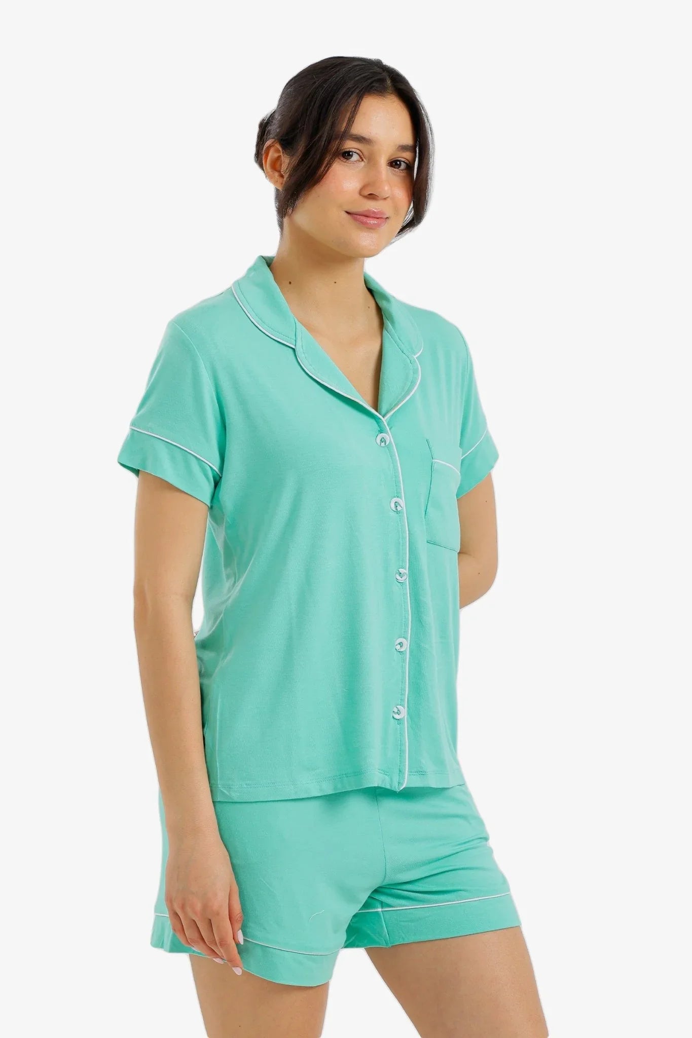 Piped Short Pyjama Set - Carina - Babazzaro