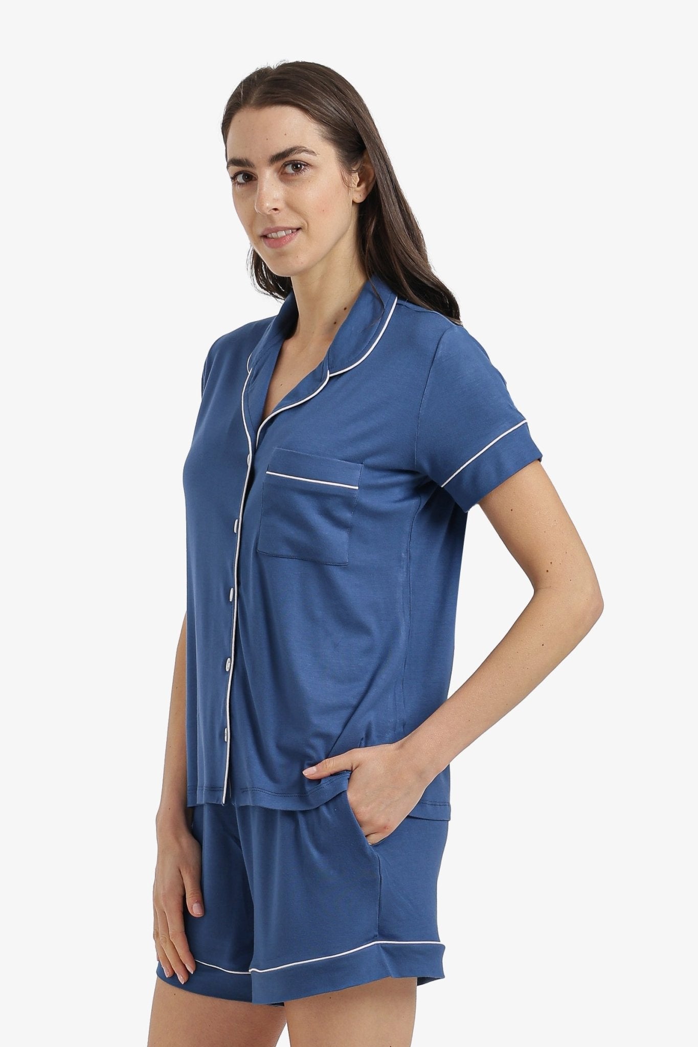 Piped Short Pyjama Set - Carina - Babazzaro