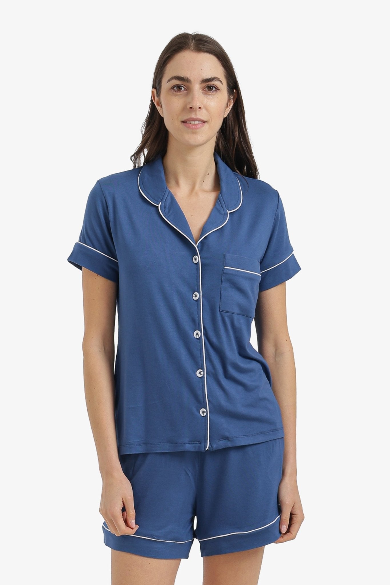 Piped Short Pyjama Set - Carina - Babazzaro