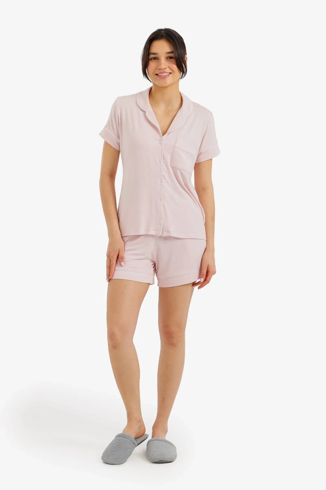 Piped Short Pyjama Set - Carina - Babazzaro