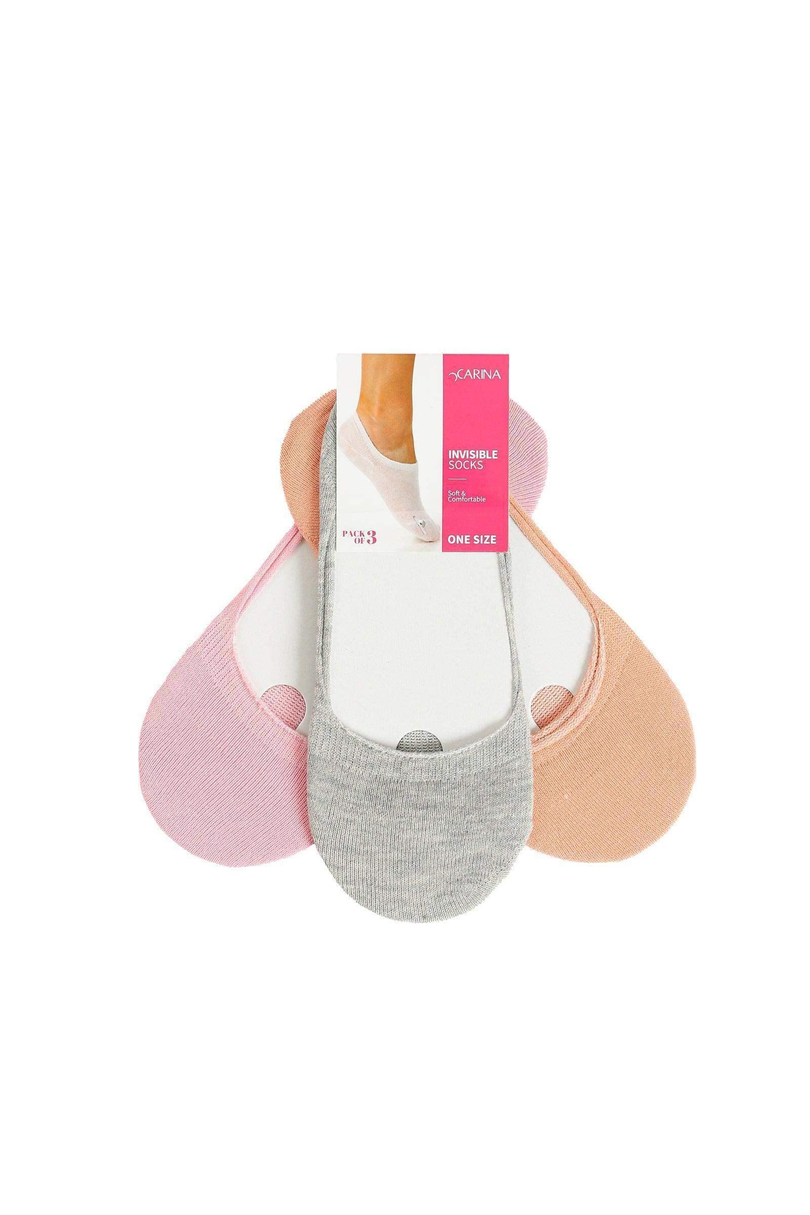 Carina - Plain Invisible Socks - 3 Pairs 1