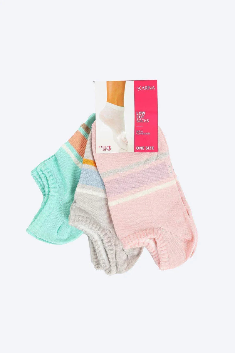 Carina - Printed Low Cut Socks - 3 Pairs 1