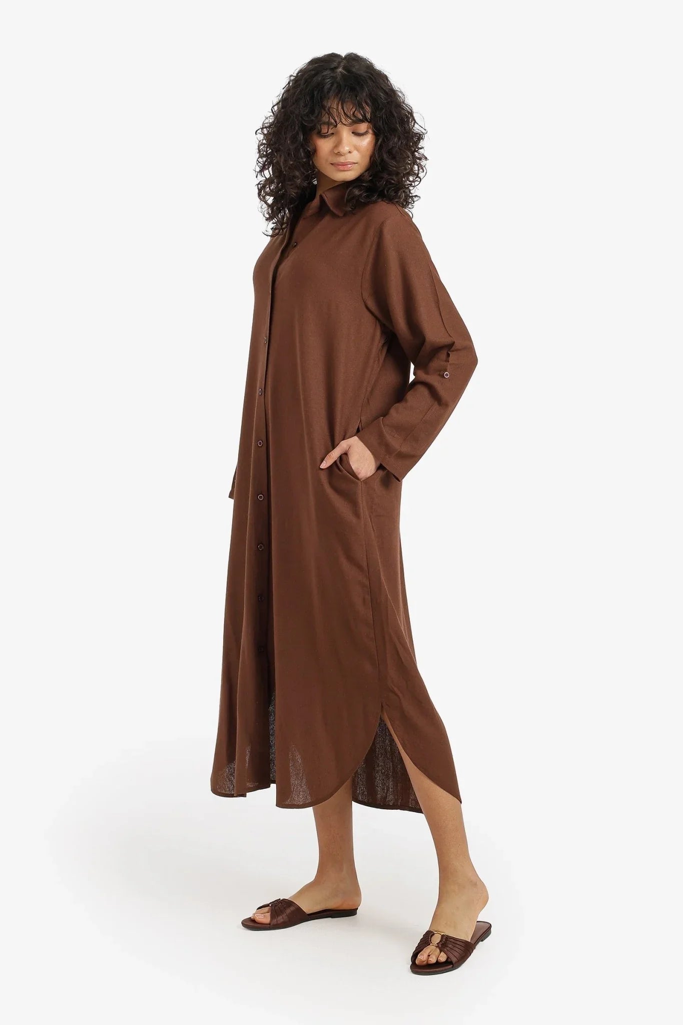 Relaxed Button Down Dress - Clue - Babazzaro