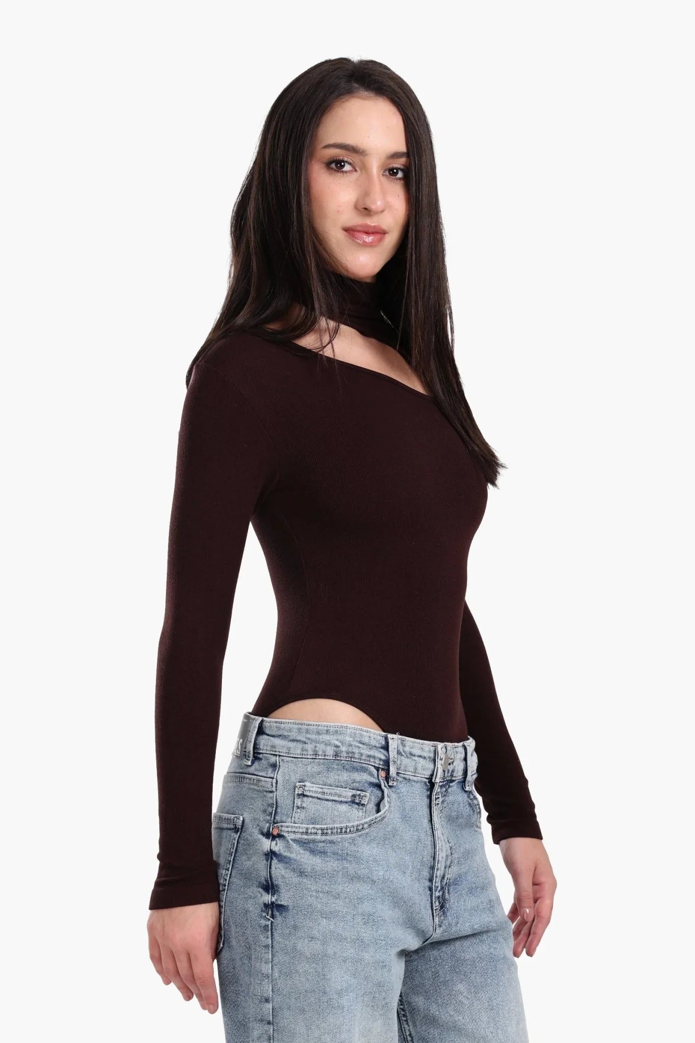 Ribbed Cutout Microfiber Bodysuit - Clue - Babazzaro
