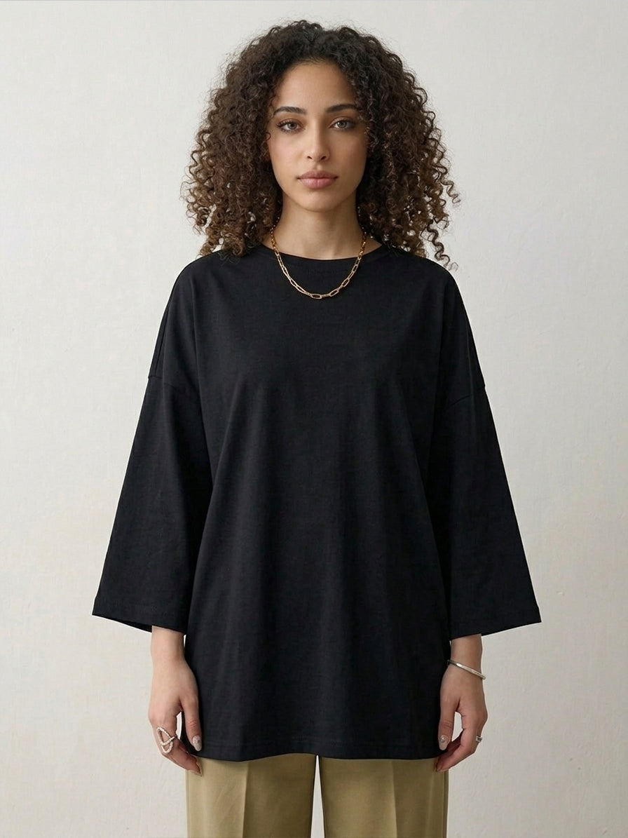 Basic Women LS T-Shirt - Black - NAS Trends 1
