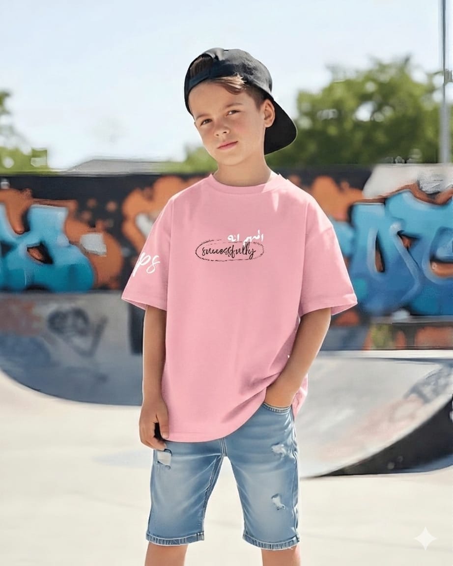 Successfully Boys Oversized SS T-Shirt - Pink - NAS Trends