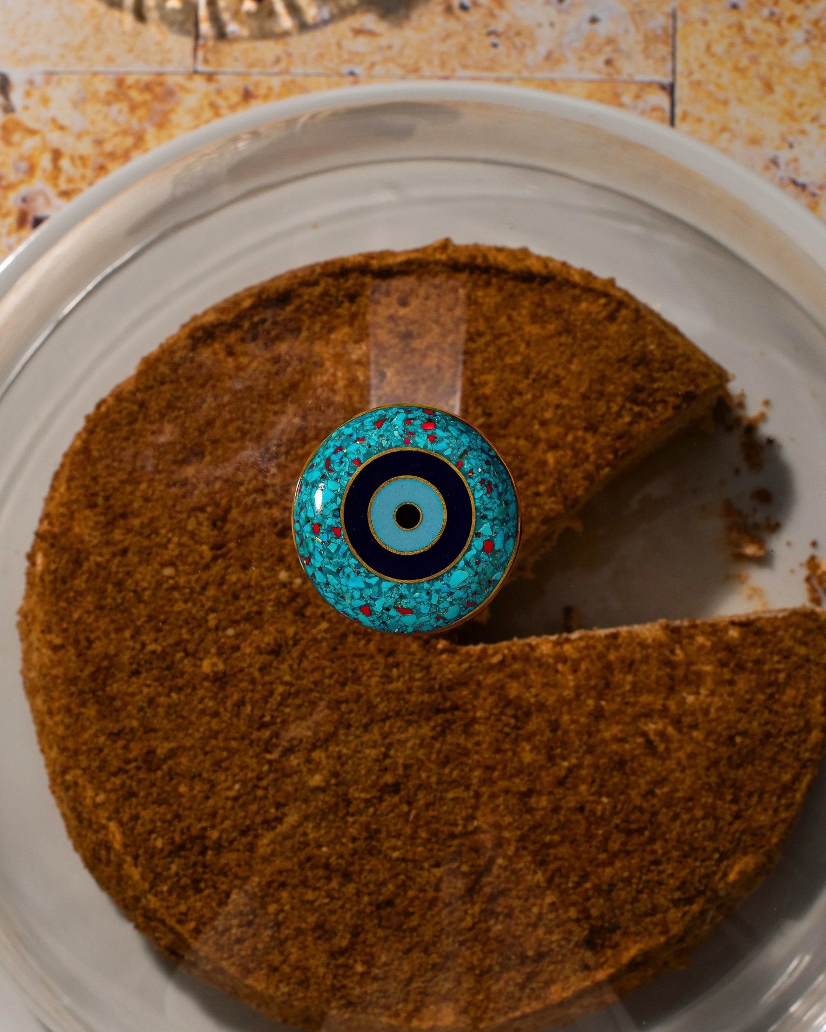 Rounded Porcelain Serving Plate - Evil Eye Turquoise*Red - Rechote - Babazzaro