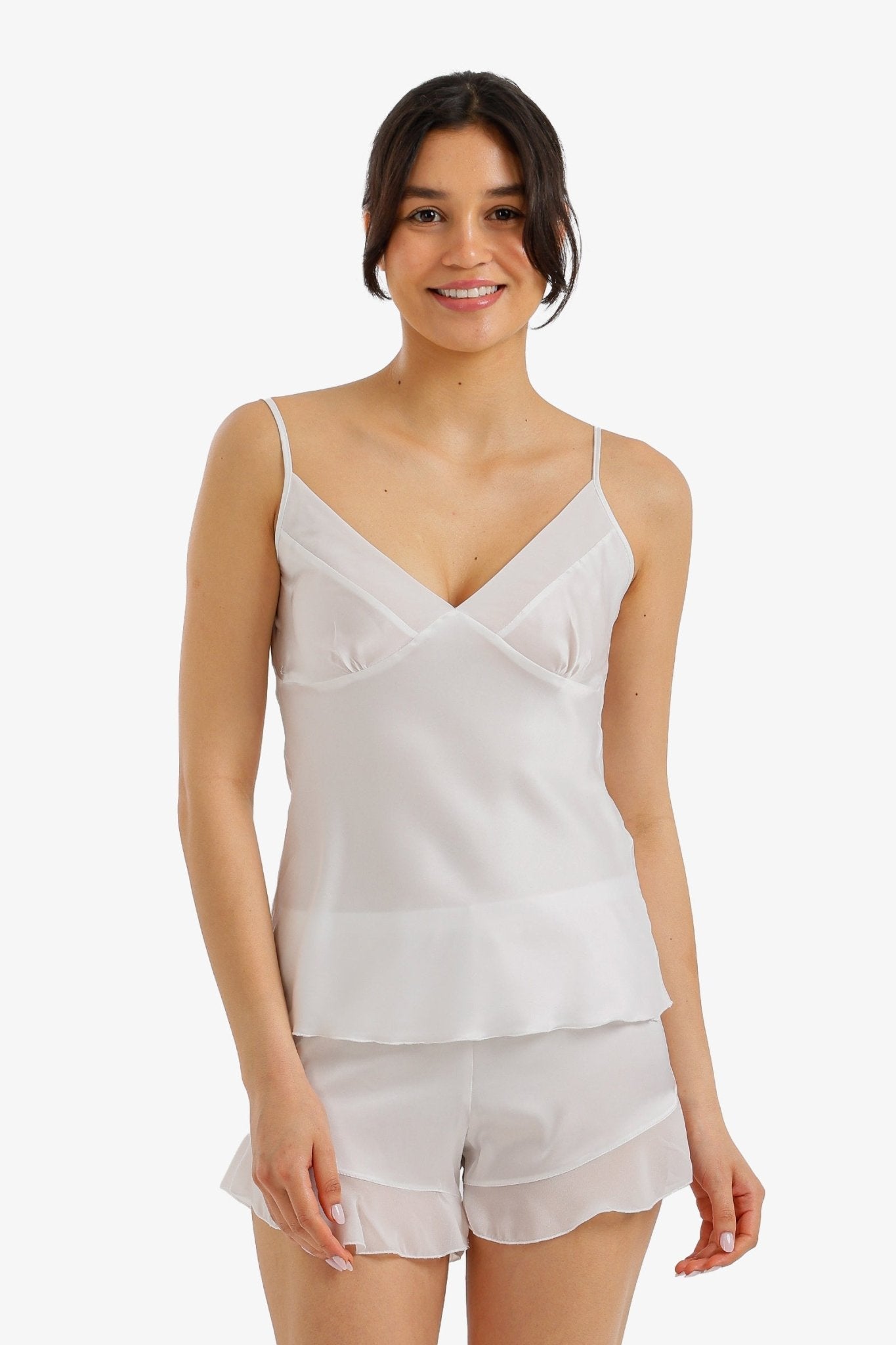 Ruffled Satin Pyjama Set - Carina - Babazzaro