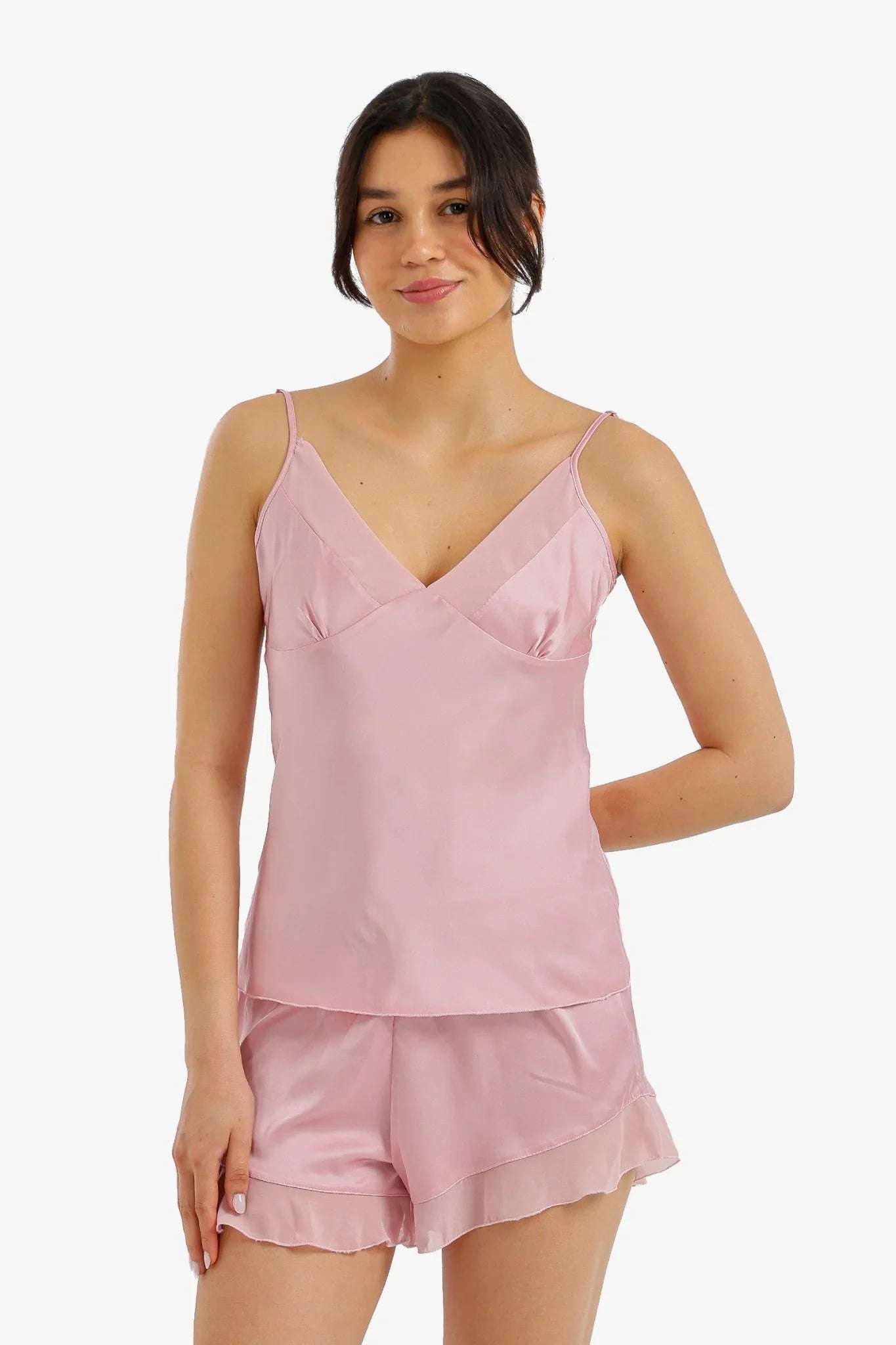Ruffled Satin Pyjama Set - Carina - Babazzaro