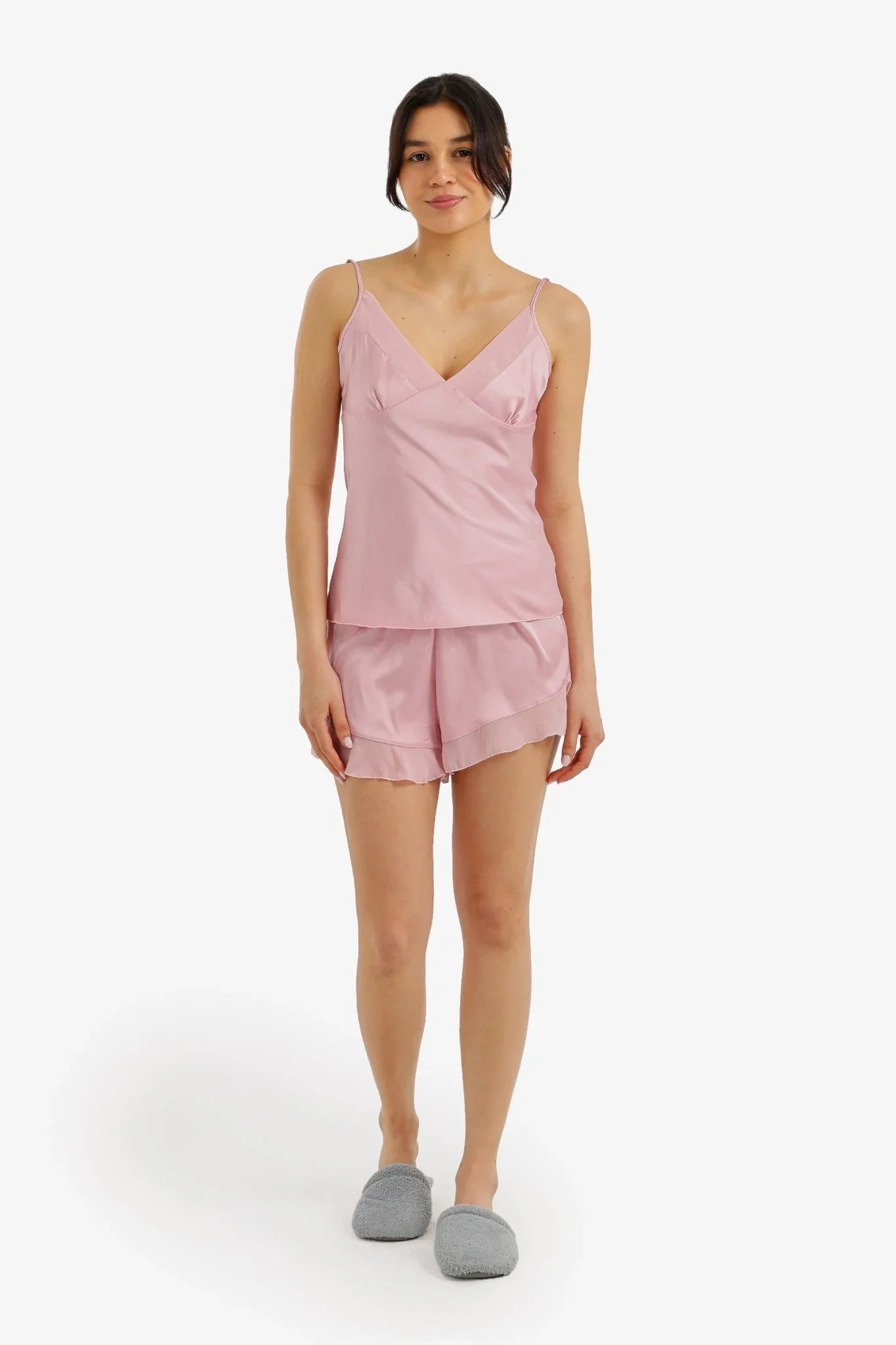 Ruffled Satin Pyjama Set - Carina - Babazzaro