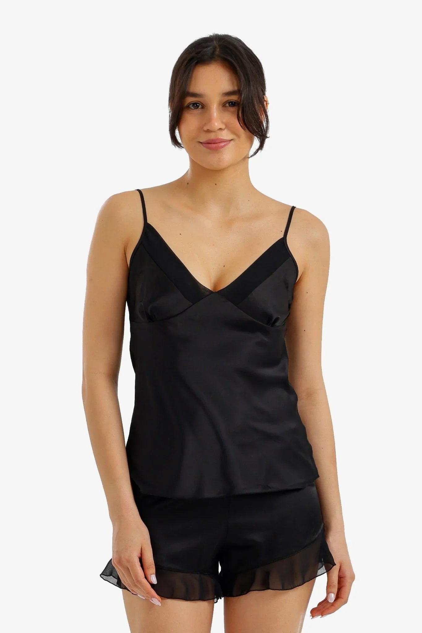 Ruffled Satin Pyjama Set - Carina - Babazzaro