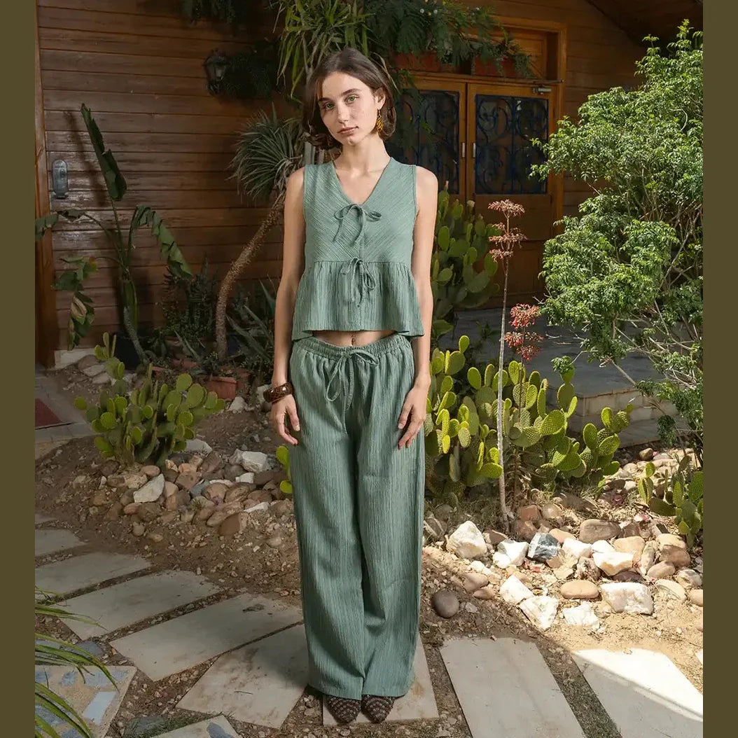 In your shoe - Sage Green Crinkled Top 2