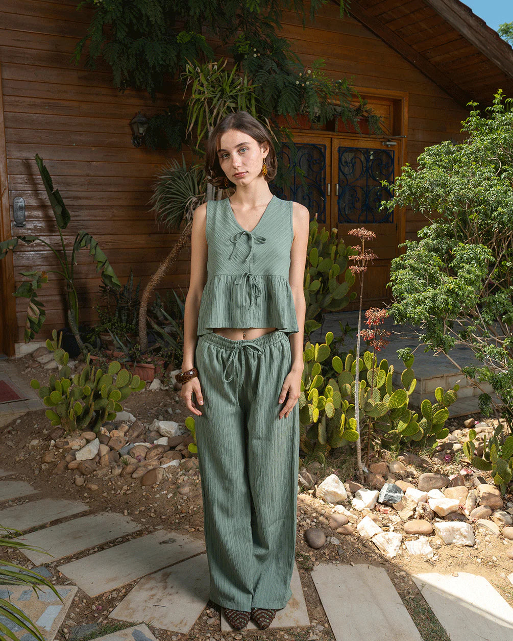 In your shoe - Sage Green Crinkled Top 2