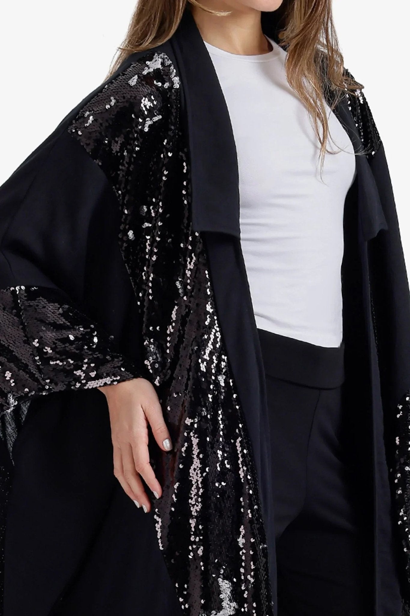 Sequin Detailed Maxi Kimono - Carina - Babazzaro