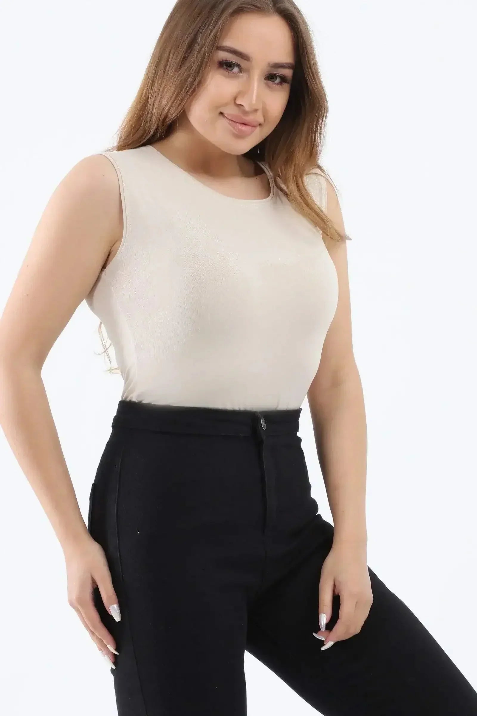 Carina - Sleeveless Crew Neck Top 14