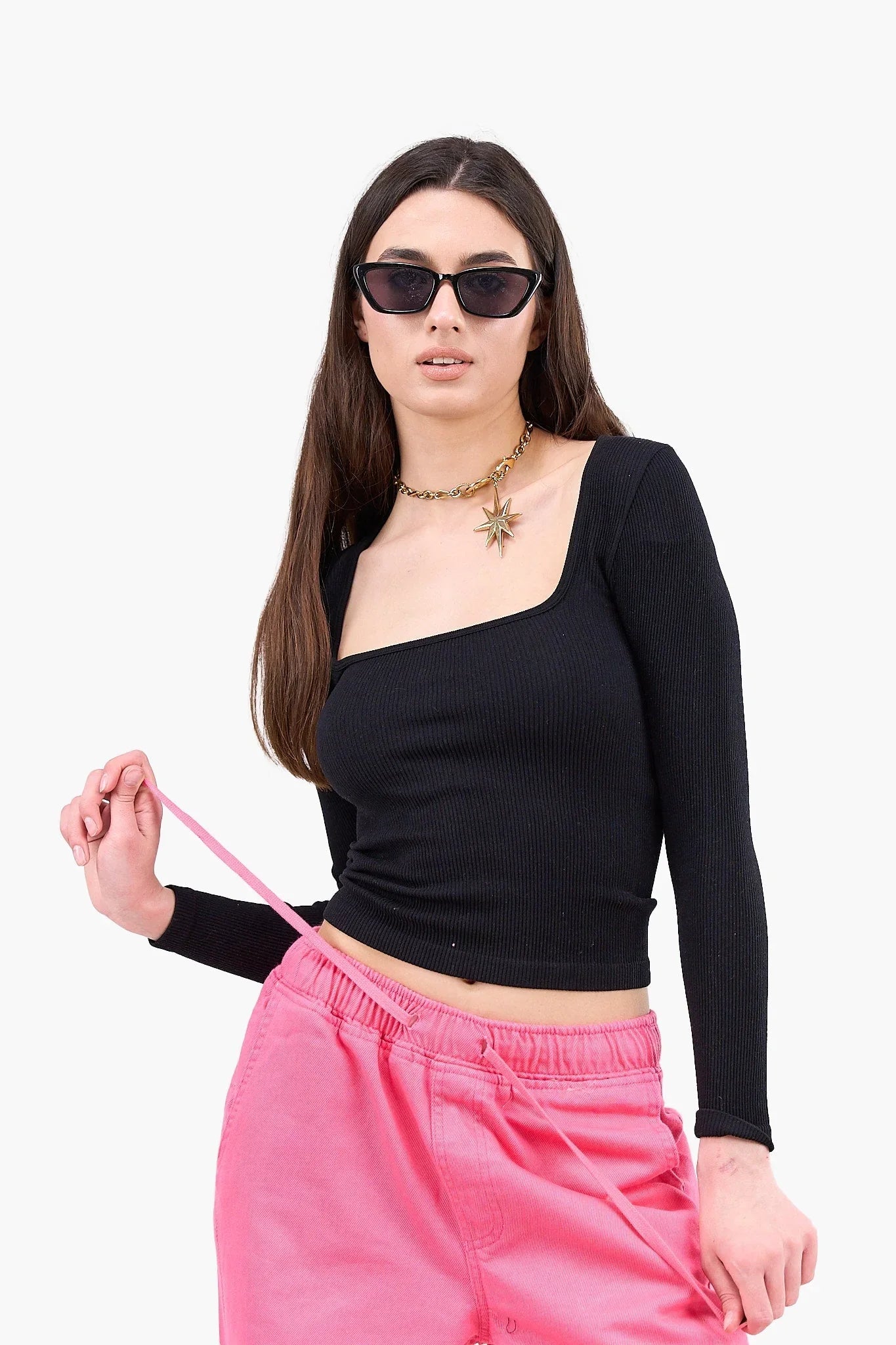 Square Neck Cropped Top - Clue - Babazzaro