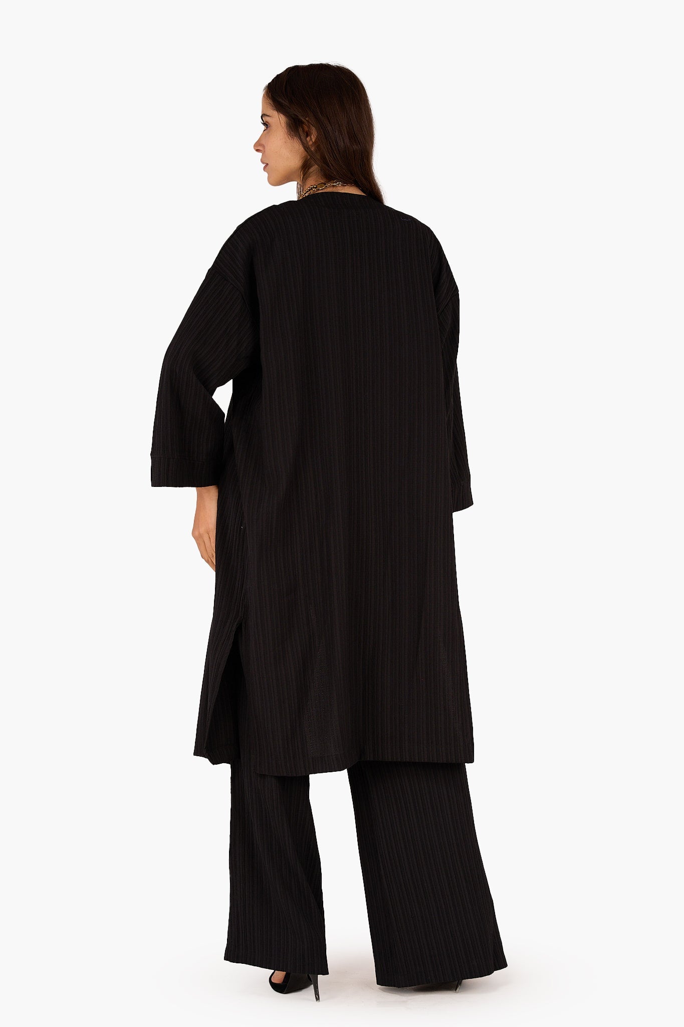 Textured Pattern Midi Kimono - Clue - Babazzaro