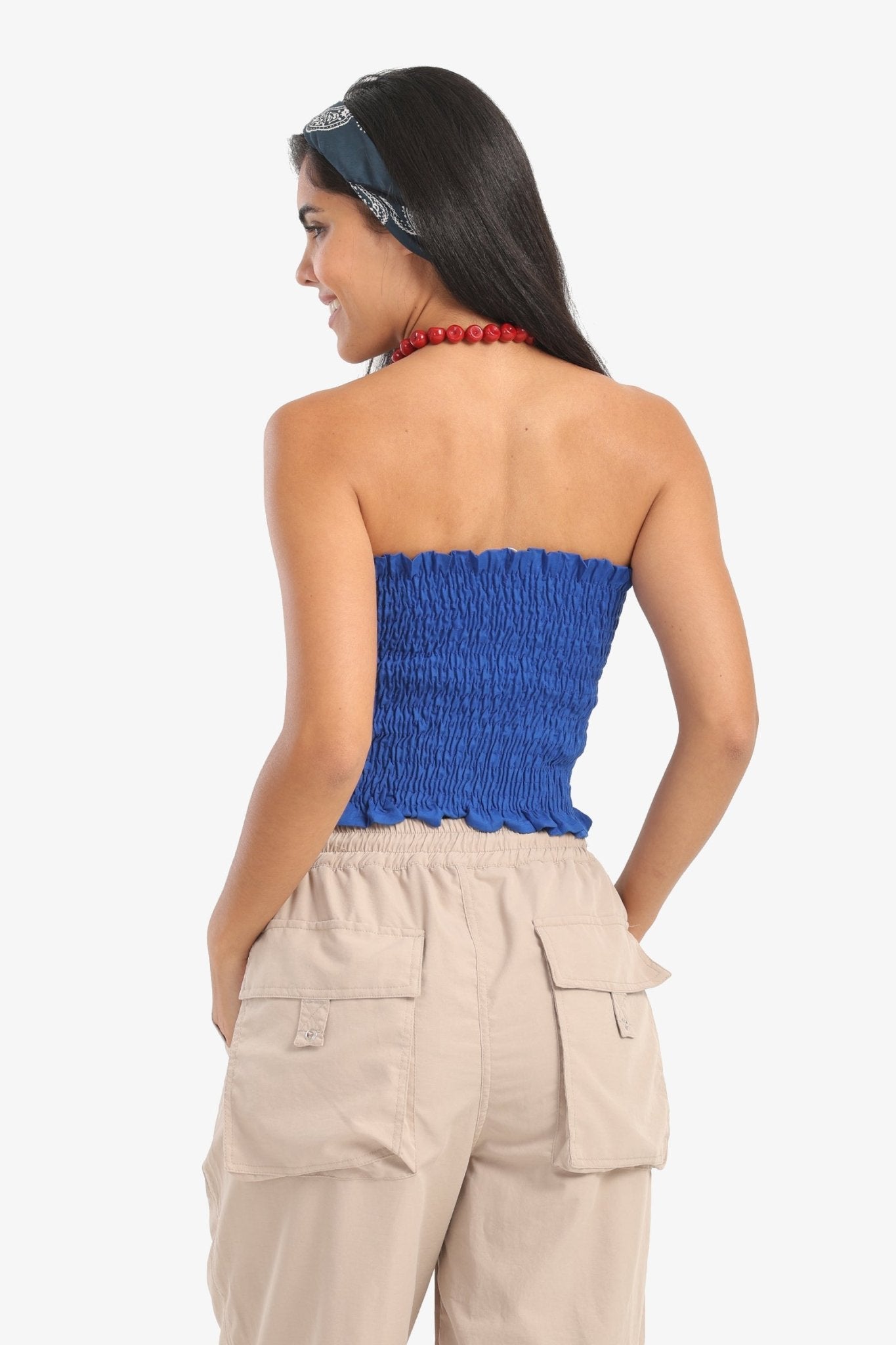 Textured Strapless Top with Frills - Clue - Babazzaro