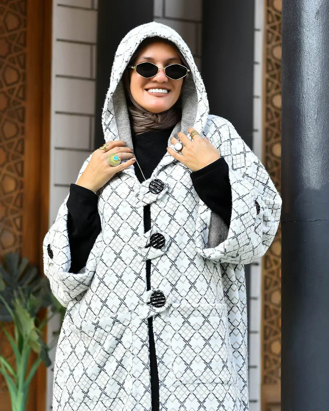 Tweed Hooded Cardigan - Queenza - Babazzaro