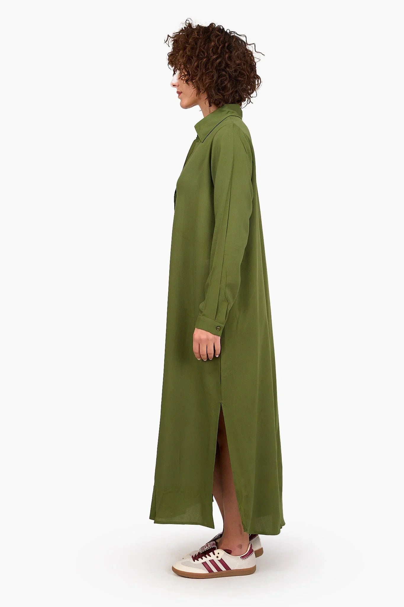 V - Collared Neck Shirt Dress - Clue - Babazzaro