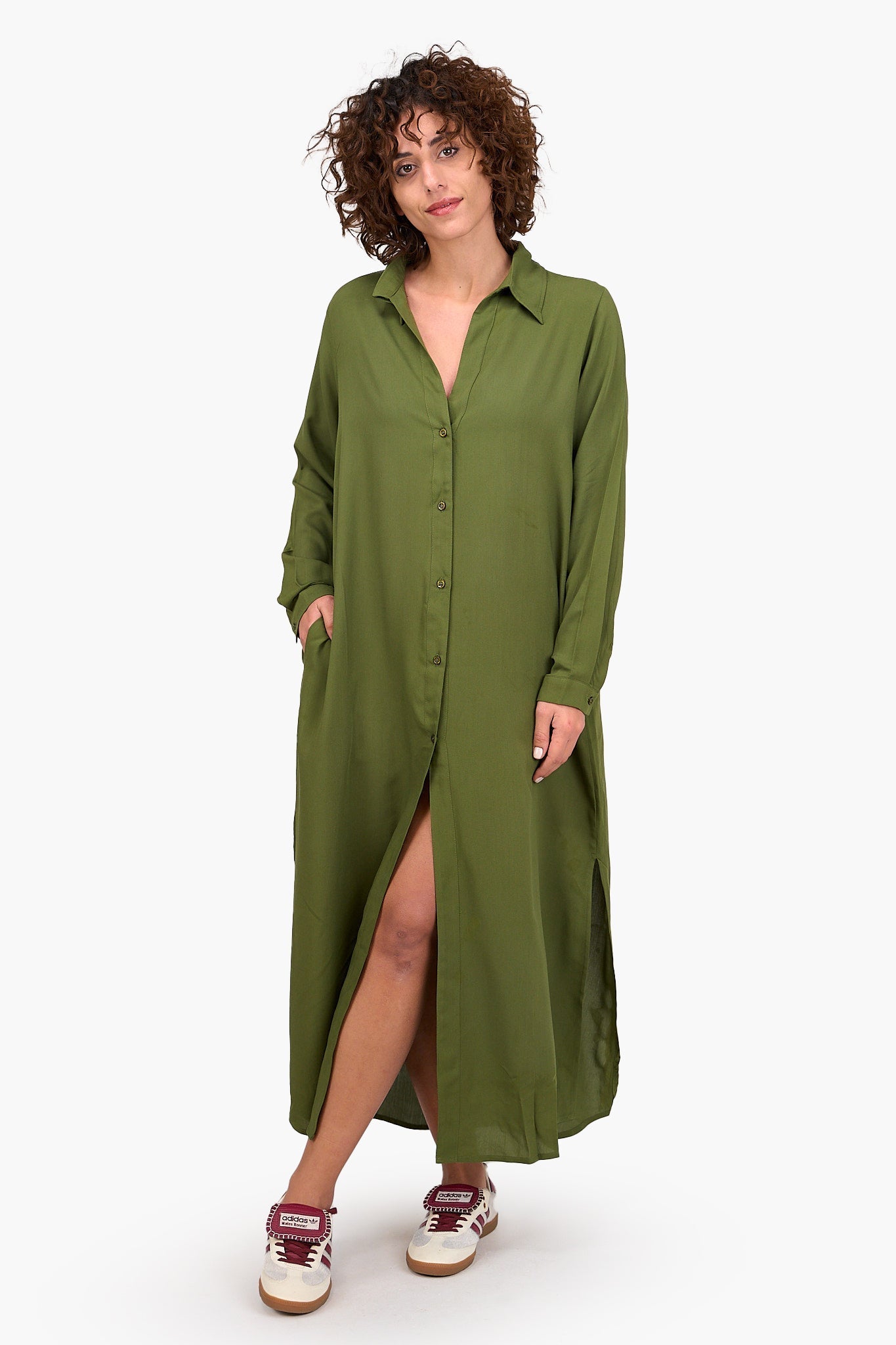 V - Collared Neck Shirt Dress - Clue - Babazzaro