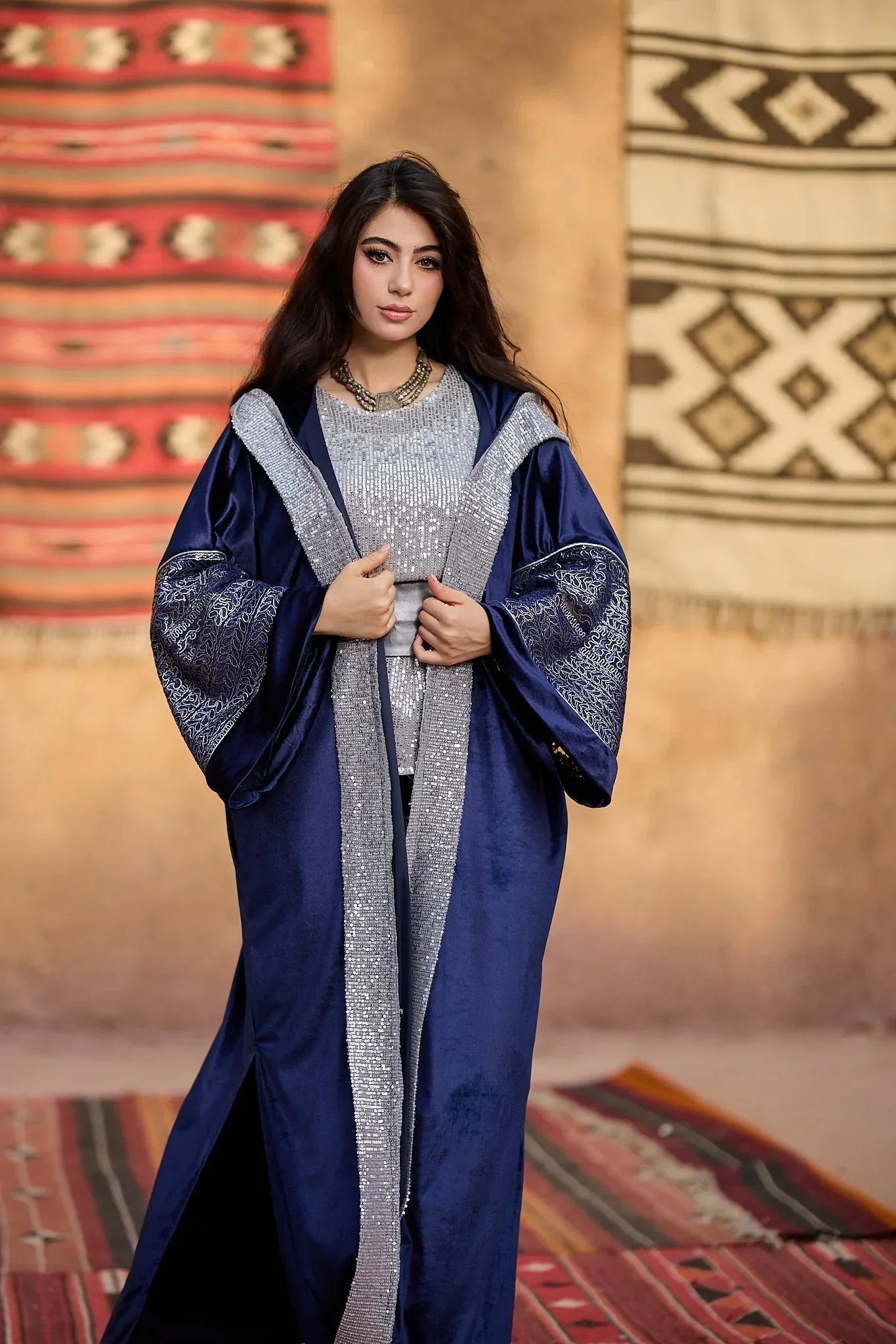 Velvet blue Cardigan - Dress Code - Babazzaro