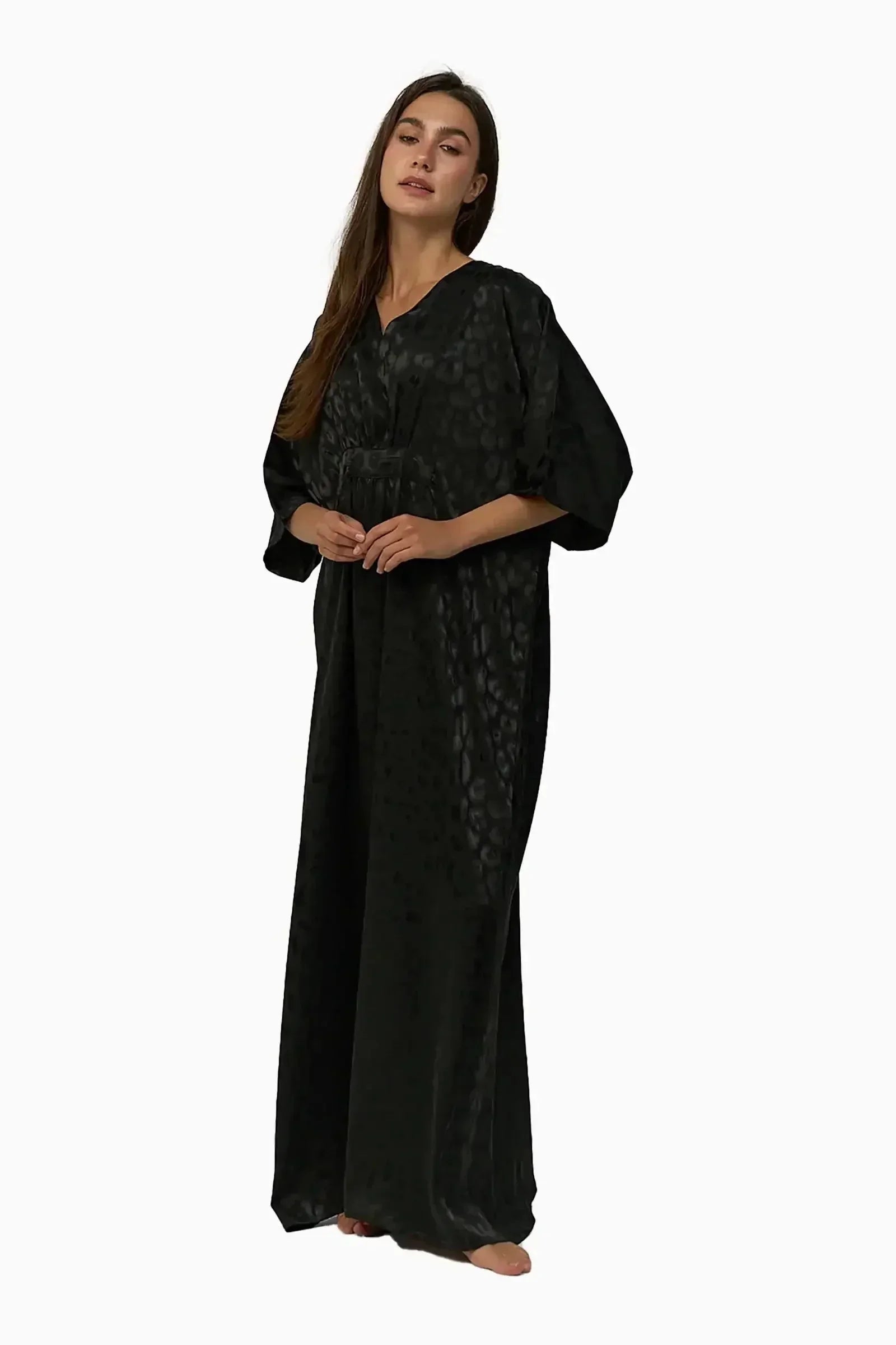 Carina - Satin Jacquard Long Nightgown 1