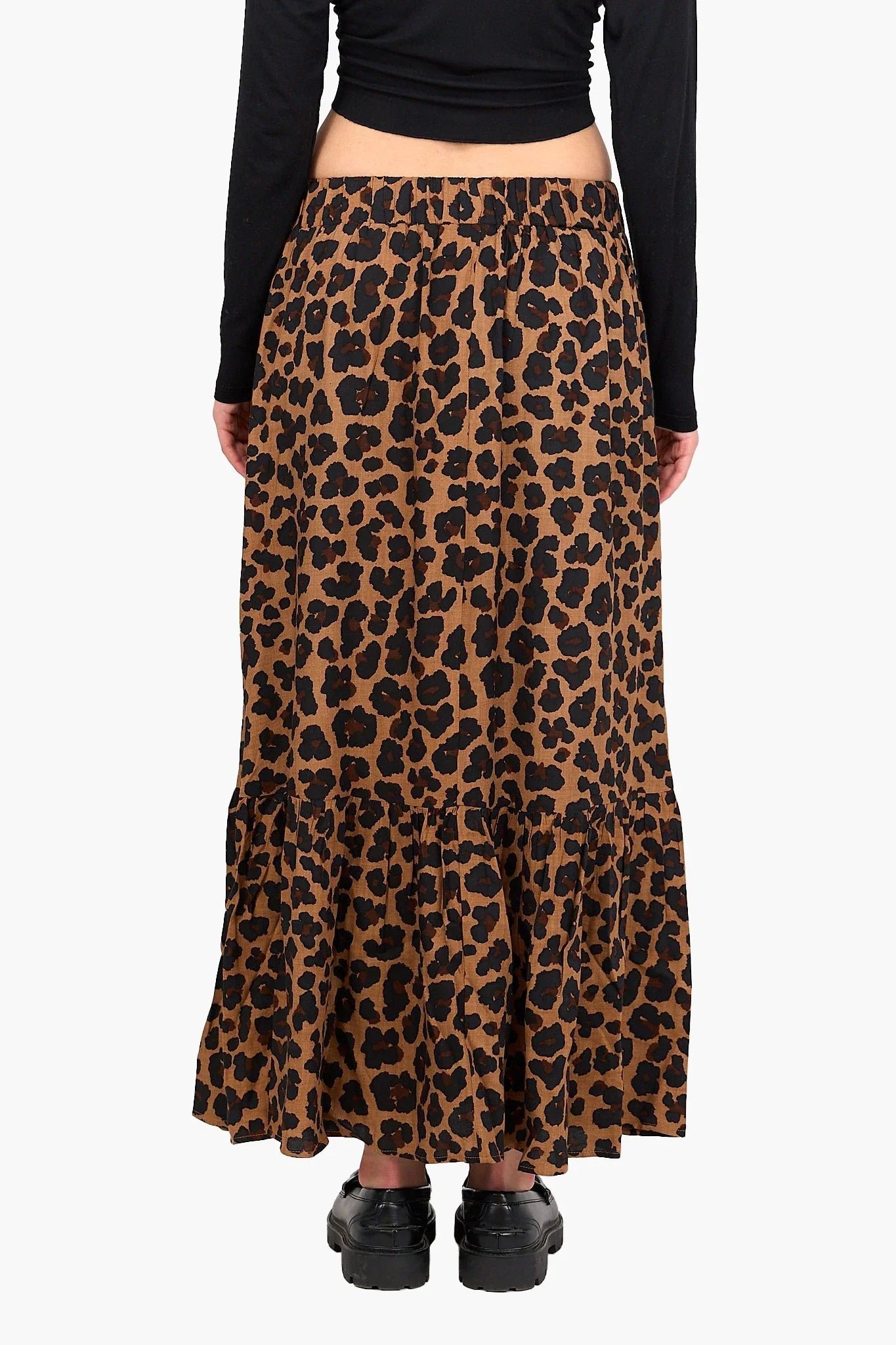 Tiger Print Tiered Skirt - Clue - Babazzaro