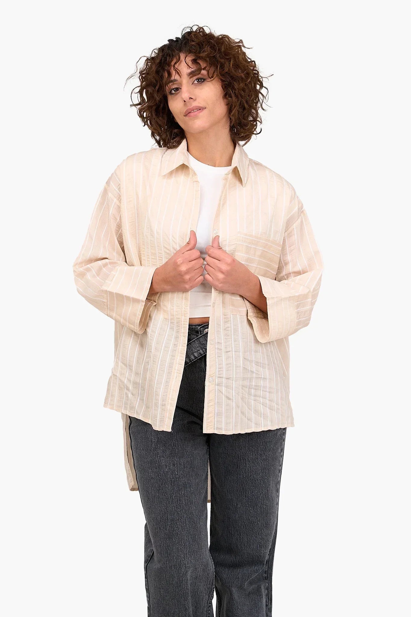 Clue - Striped High Low Shirt 5