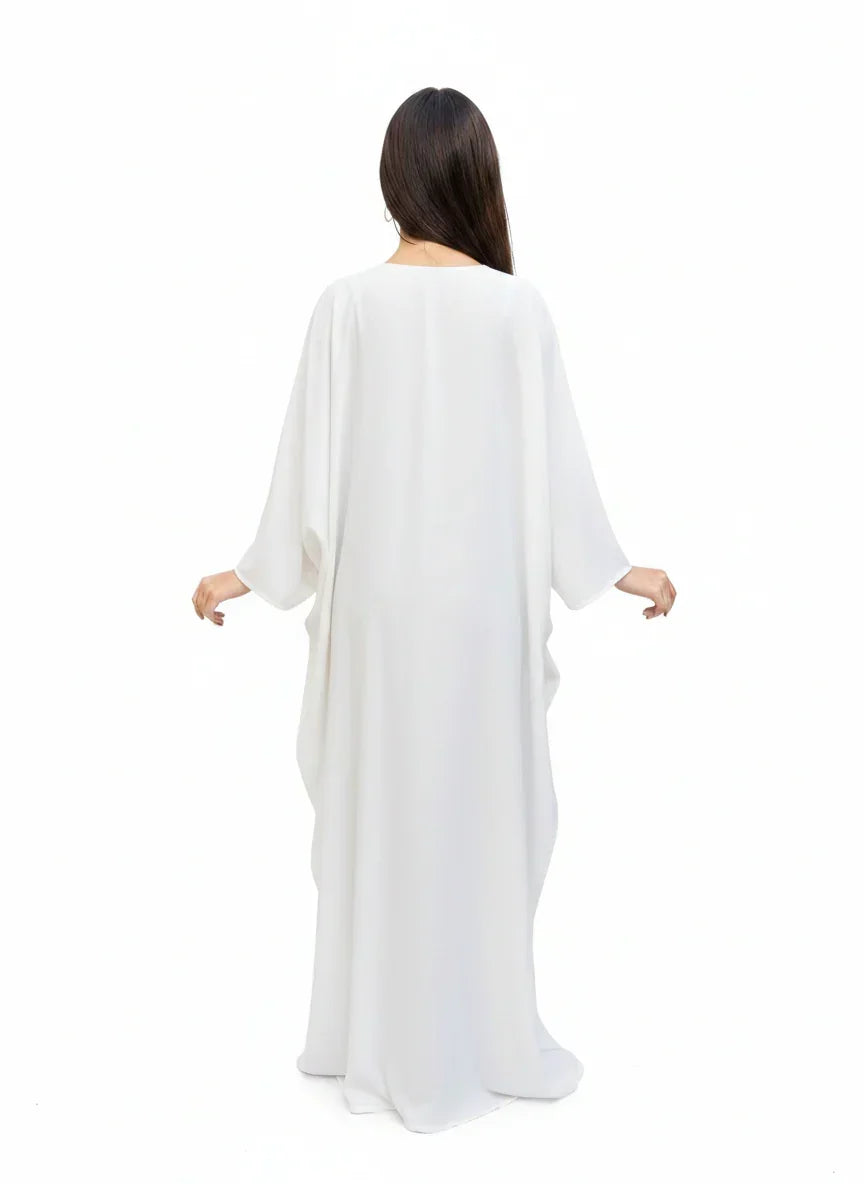 White Kaftan Embellished with Stones - Urbantique - Babazzaro