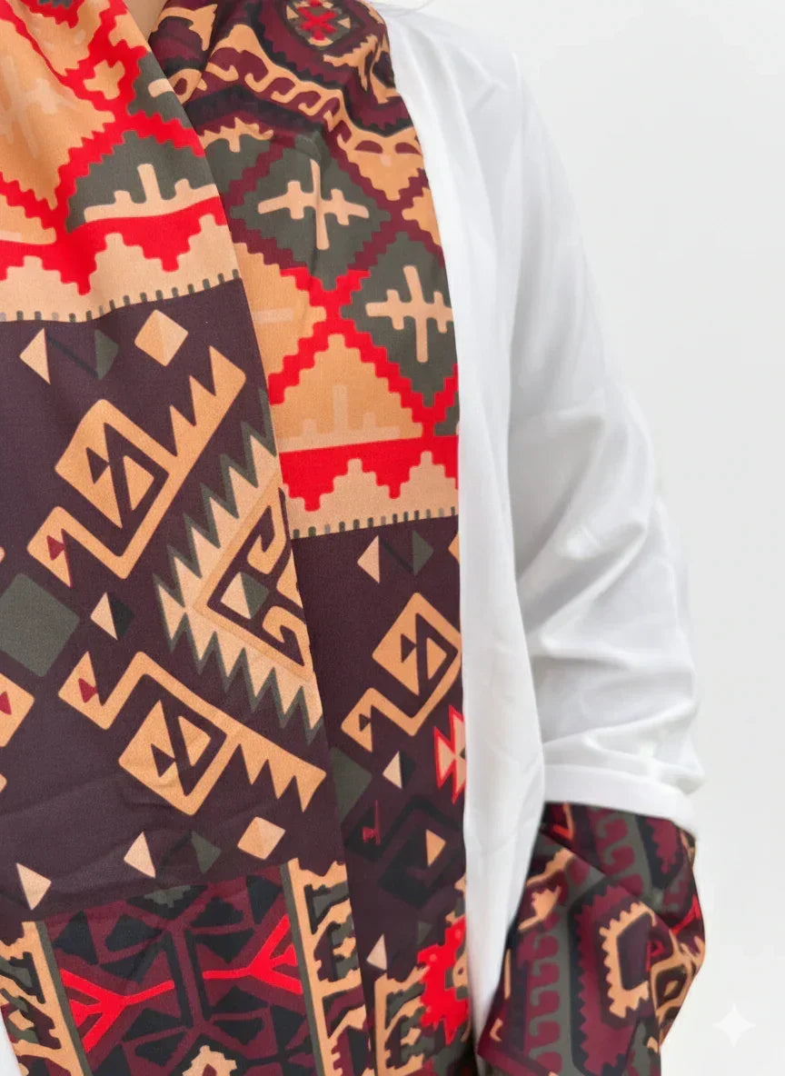 White Kaftan with Multi - Colored Print - Urbantique - Babazzaro