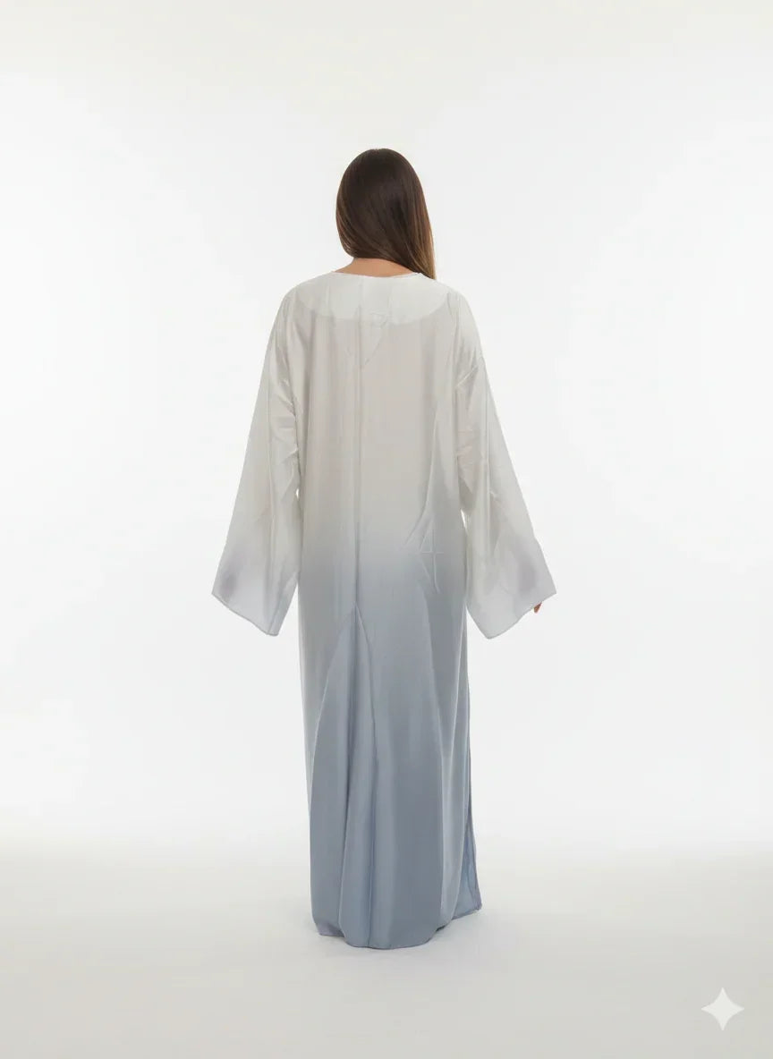 White Kaftan with Shades of Blue - Urbantique - Babazzaro