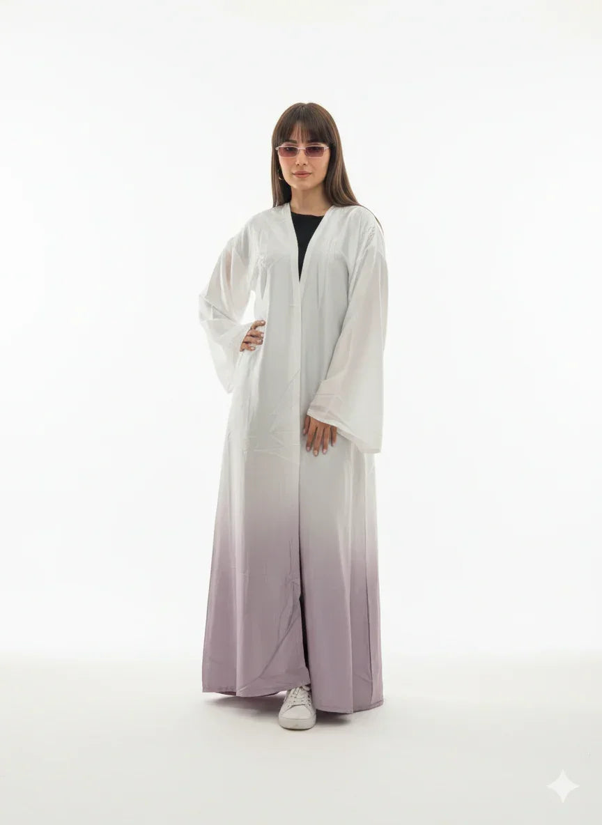 White Kaftan with Shades of Mauve - Urbantique - Babazzaro