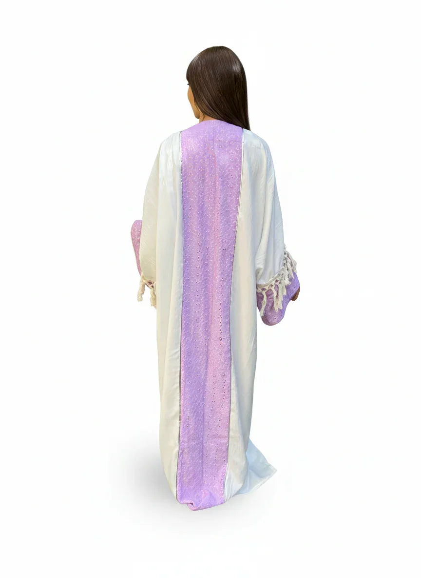 White Linen Kaftan with Tassel Sleeves - Urbantique - Babazzaro