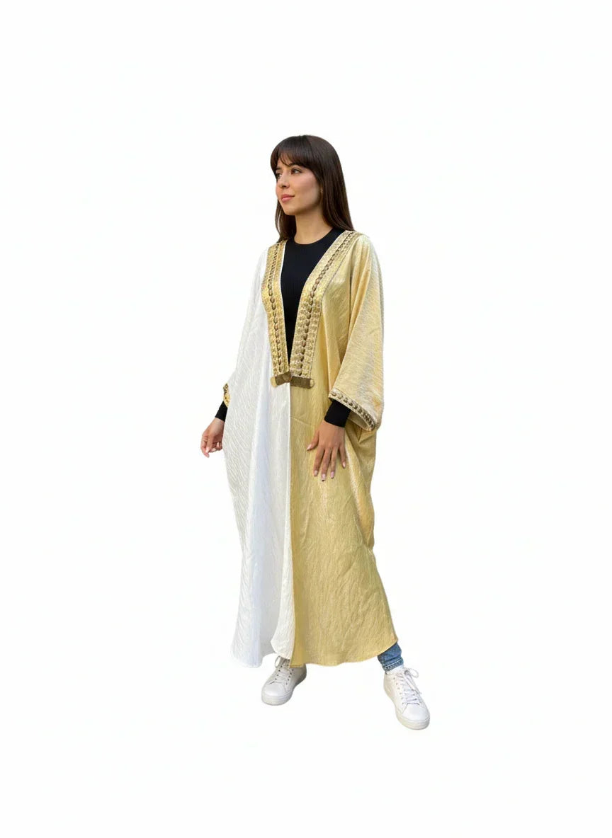 White*Gold Kaftan Embroidered with Gold - Urbantique - Babazzaro